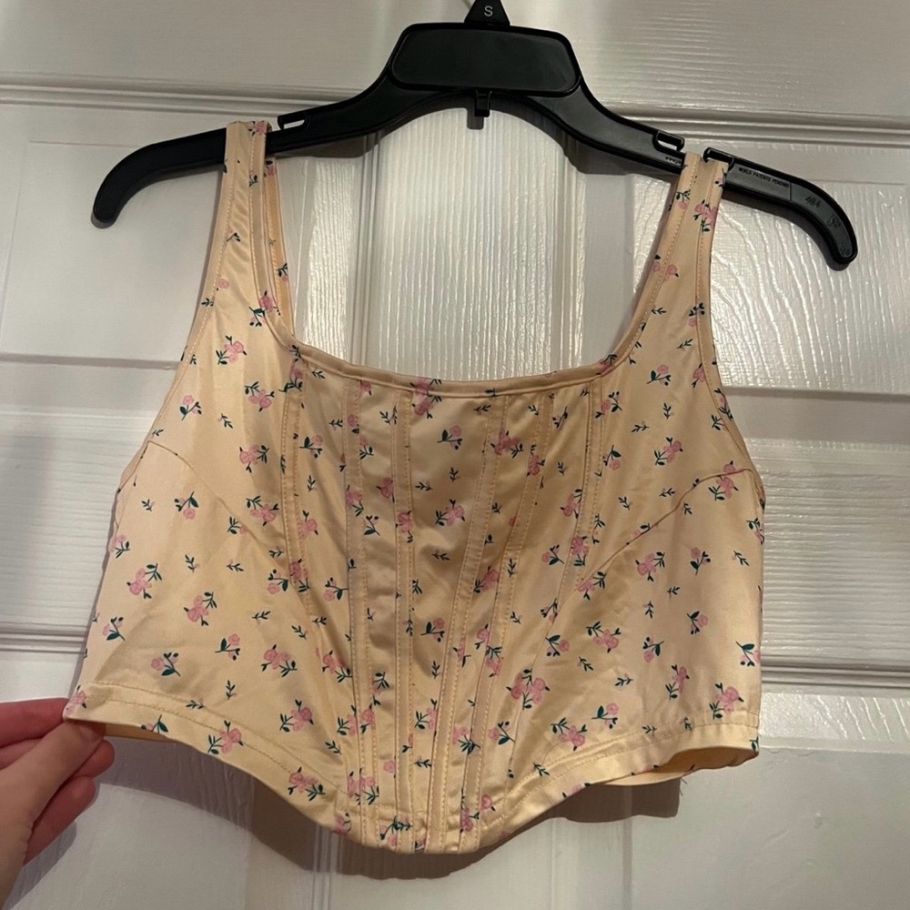 Floral Cropped Tank Top - M